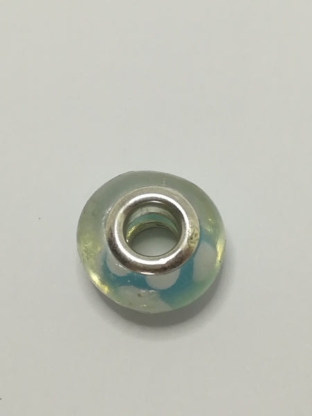 Bead Fitting Pandora Murano-Type Glass Light Blue White Clouds
