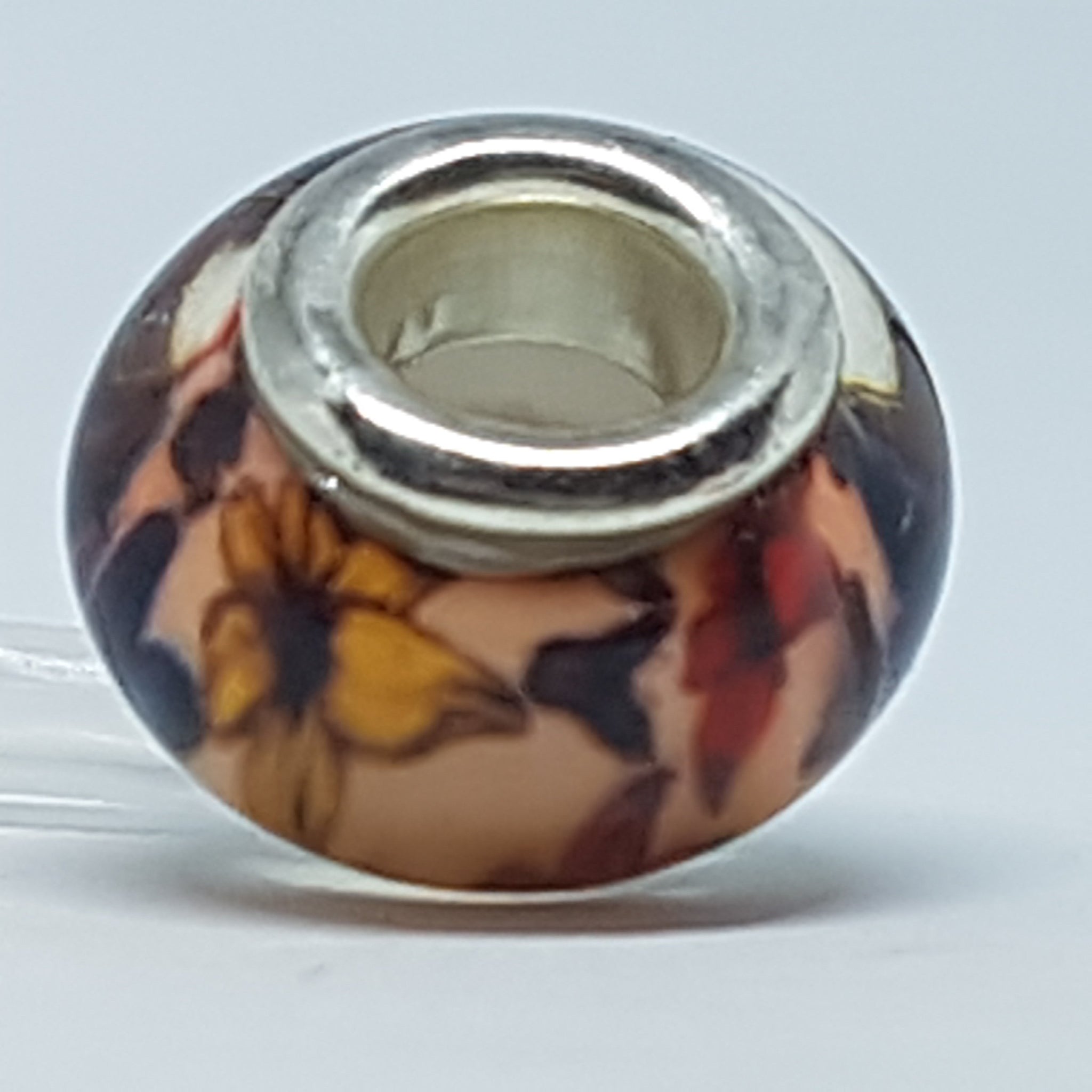 Bead Fitting Pandora Murano-Type Coloured Flowers Design