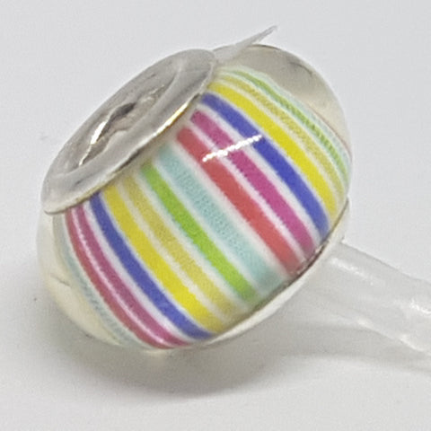 Bead Fitting Pandora Murano-Type Light Rainbow Stripe Design