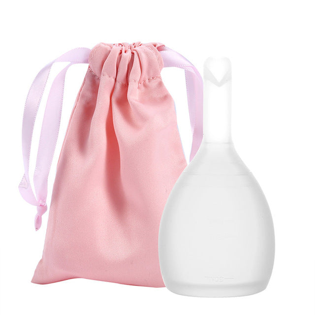 Medical Grade Silicone Menstrual Cup for Women Drain Valve & Silk Bag (Small)