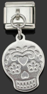 Italian Charm Happy Skull Face Dangle 'Silver' (Fits Nomination Bracelet)