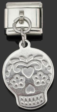 Italian Charm Happy Skull Face Dangle 'Silver' (Fits Nomination Bracelet)