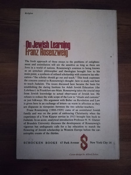 On Jewish Learning (Franz Rosenzweig)