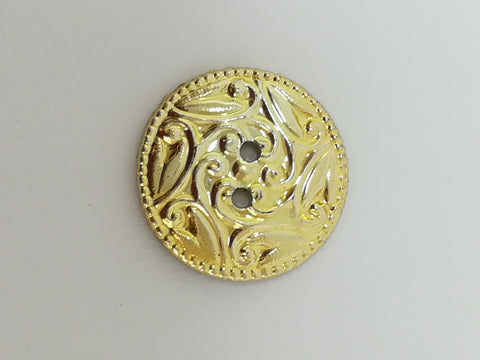 Round Sew Through Button Floral Design (Gold)
