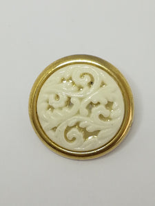Round Shank Button (Ivory Design with 'Gold' Trim)