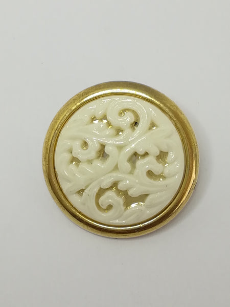 Round Shank Button (Ivory Design with 'Gold' Trim)