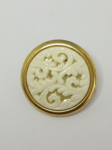 Round Shank Button (Ivory Design with 'Gold' Trim)