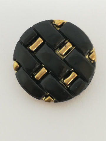 Round Shank Button Plastic (Black / 'Gold')