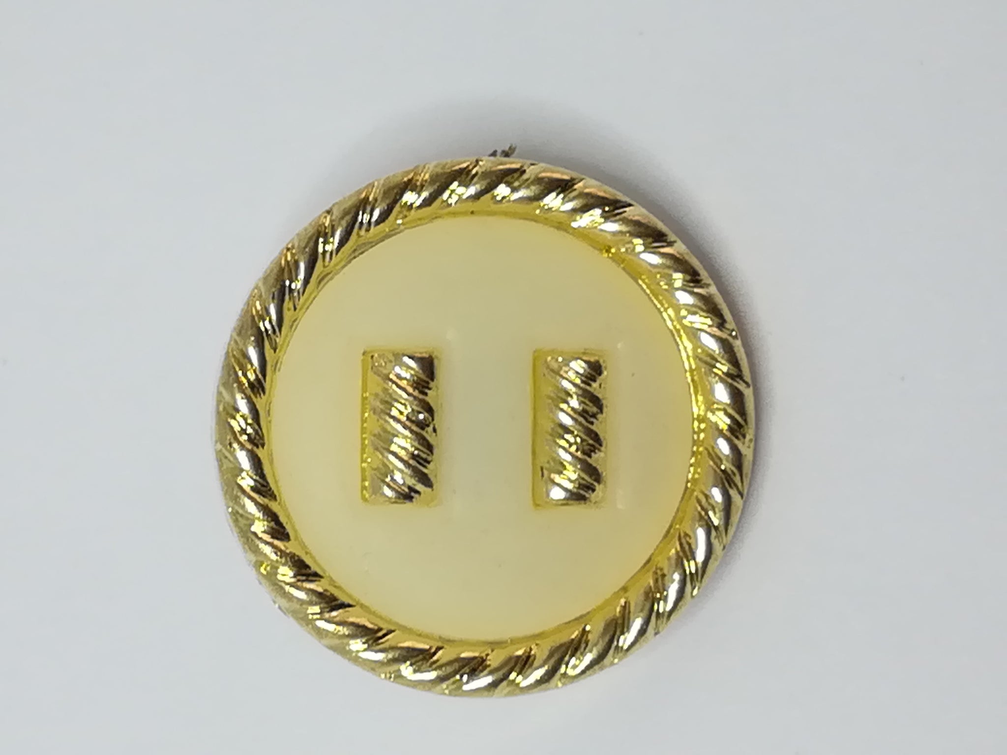 Round Shank Button Central 'Gold' Design (White with 'Gold' Trim)