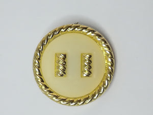 Round Shank Button Central 'Gold' Design (White with 'Gold' Trim)