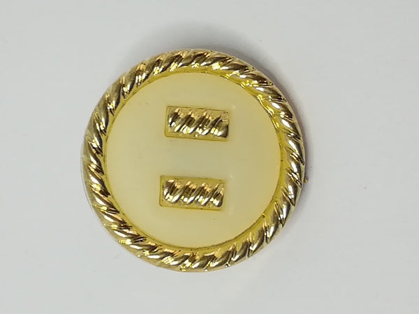 Round Shank Button Central 'Gold' Design (White with 'Gold' Trim)