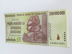200 Million Zimbabwean Dollar Bank Note