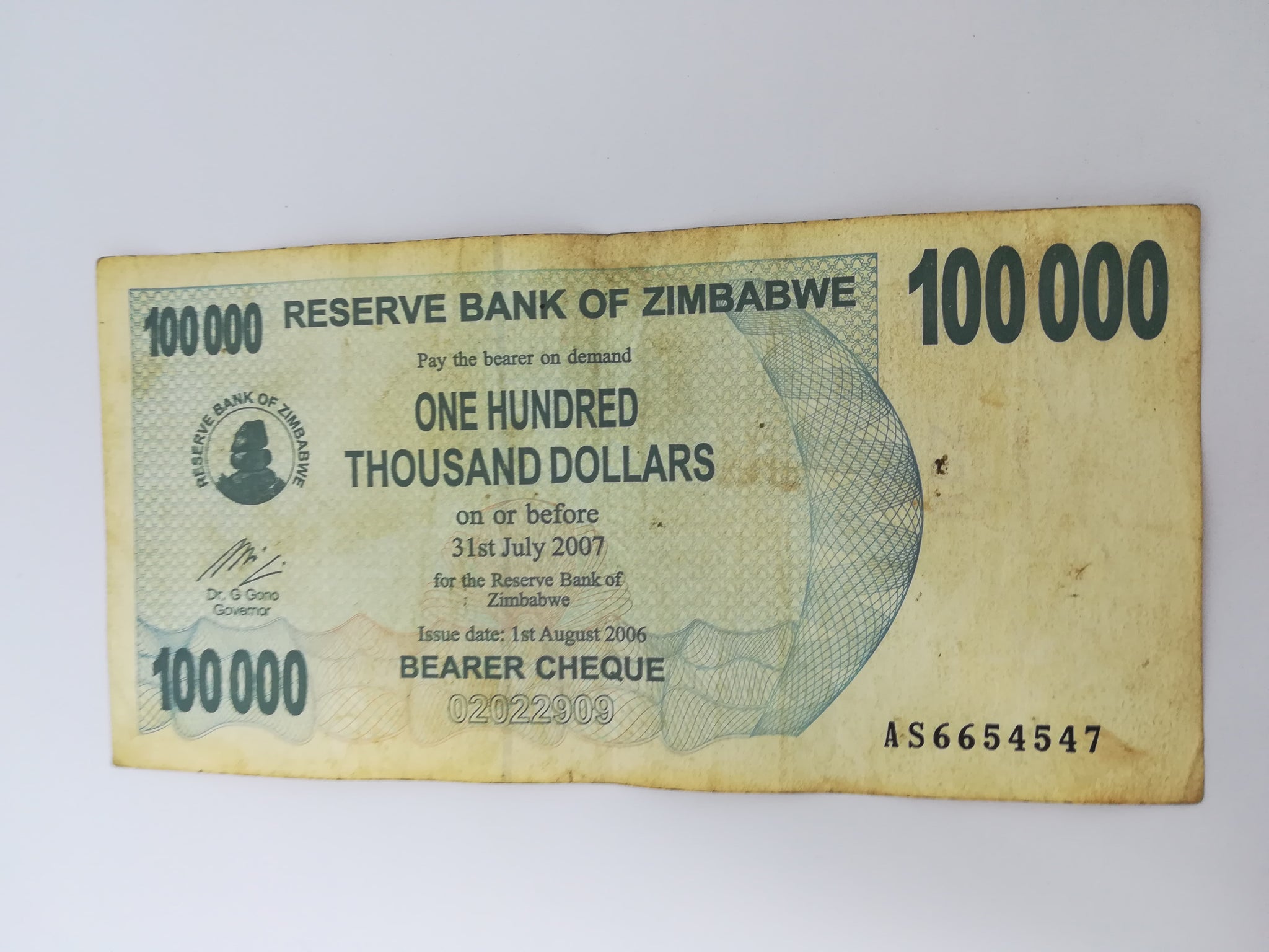 100 Thousand Zimbabwean Dollar Bank Note