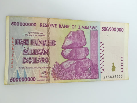 500 Million Zimbabwean Dollar Bank Note