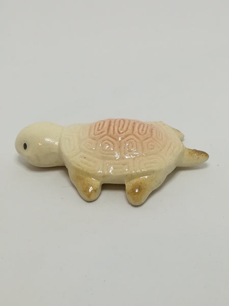 Miniature Cream & Dusty Pink Ceramic Tortoise - Design 1 (Miniature, suitable for printer's tray)