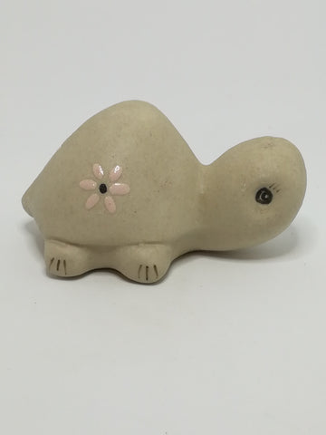 Miniature Plain Grey Clay Tortoise with Enamel Painted Flowers - Design 1 (Miniature, suitable for printer's tray)