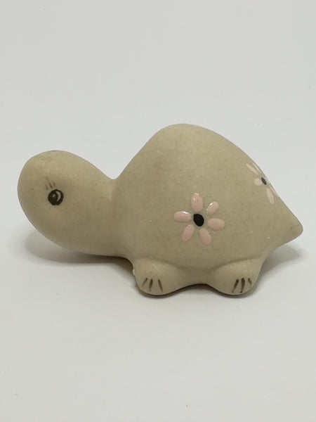 Miniature Plain Grey Clay Tortoise with Enamel Painted Flowers - Design 1 (Miniature, suitable for printer's tray)