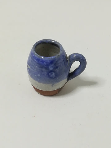 Miniature Brown, White, Blue Striped Coffee Mug