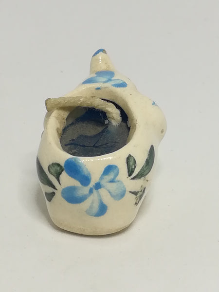 Miniature Ceramic White Candle Elephant with Blue & Green Flower Painting (Miniature, suitable for printer's tray)