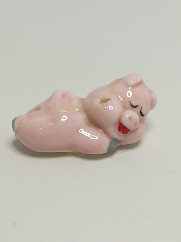 Miniature Ceramic Baby Pink Pig Smiling While Sleeping (Miniature, suitable for printer's tray)