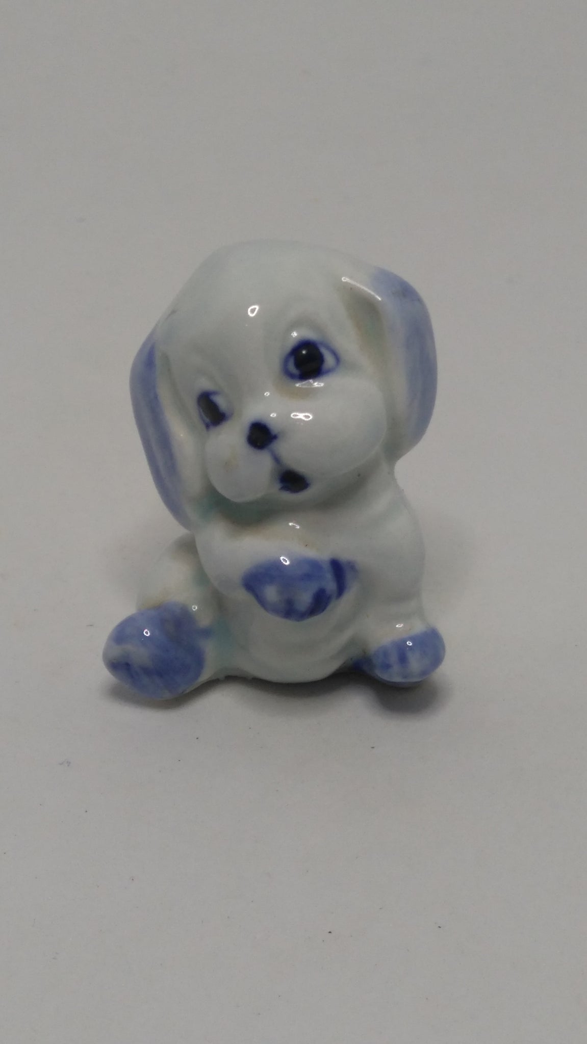 Miniature Ceramic Blue & White Delft Style Puppy (Elesva Holland) (Miniature, suitable for printer's tray)