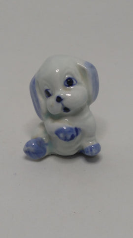 Miniature Ceramic Blue & White Delft Style Puppy (Elesva Holland) (Miniature, suitable for printer's tray)