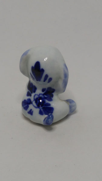 Miniature Ceramic Blue & White Delft Style Puppy (Elesva Holland) (Miniature, suitable for printer's tray)