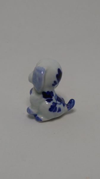 Miniature Ceramic Blue & White Delft Style Puppy (Elesva Holland) (Miniature, suitable for printer's tray)