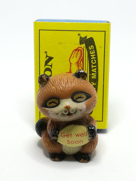 Miniature Brown, Black & White Bear 'Get Well Soon' (Miniature, suitable for printer's tray)