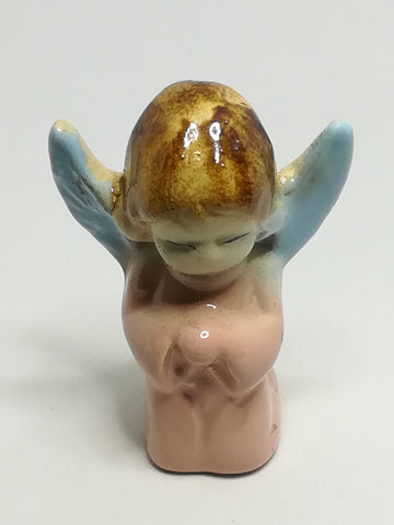 Ceramic Angel Pink with Blue Wings Praying (Miniature, suitable for printer's tray)