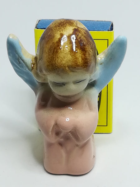 Ceramic Angel Pink with Blue Wings Praying (Miniature, suitable for printer's tray)
