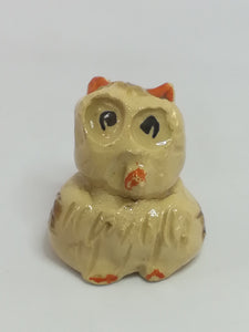 Miniature Ceramic Beige, Brown Owl Black Eyes & Orange Beak (Miniature, suitable for printer's tray)