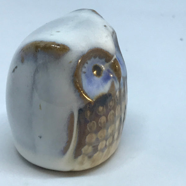 Miniature Ceramic Brown, Blue & White Owl (Miniature, suitable for printer's tray)