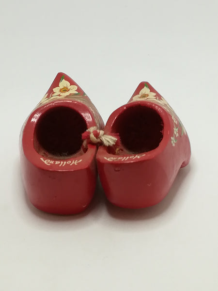 Miniature Wooden Red Clogs Flower Painting (Holland) (Miniature, suitable for printer's tray)