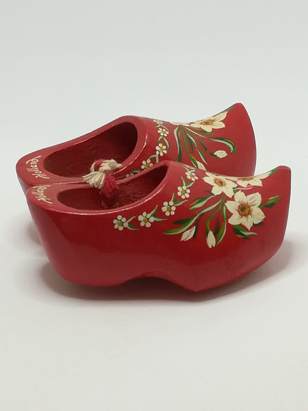 Miniature Wooden Red Clogs Flower Painting (Holland) (Miniature, suitable for printer's tray)