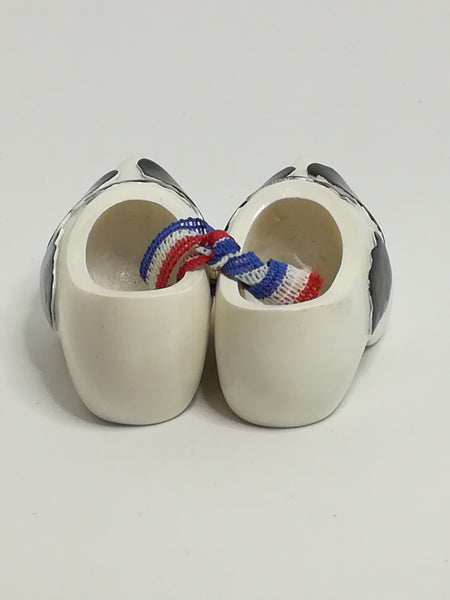 Miniature White Dutch Clogs with Cow Print (Miniature, suitable for printer's tray)