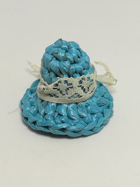Miniature Blue Sun Hat with White Ribbon Made of Plastic (Miniature, suitable for printer's tray)