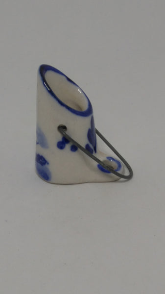 Miniature Ceramic Blue & White Delft Style Milk Bucket (Elesva Holland) (Miniature, suitable for printer's tray)