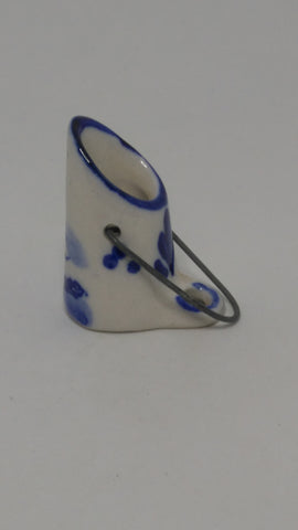 Miniature Ceramic Blue & White Delft Style Milk Bucket (Elesva Holland) (Miniature, suitable for printer's tray)