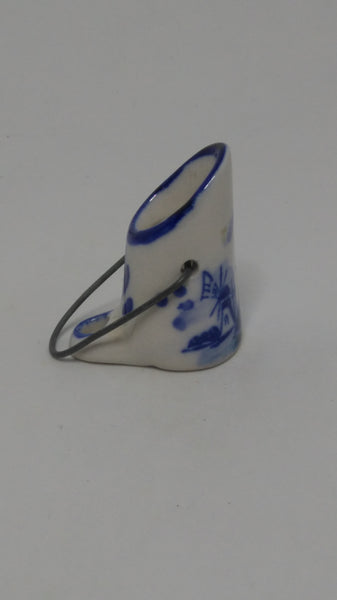 Miniature Ceramic Blue & White Delft Style Milk Bucket (Elesva Holland) (Miniature, suitable for printer's tray)