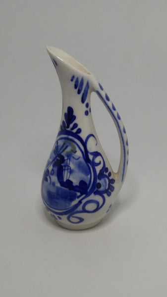 Small Ceramic Blue & White Delft Style Milk Jug (Elesva Holland)
