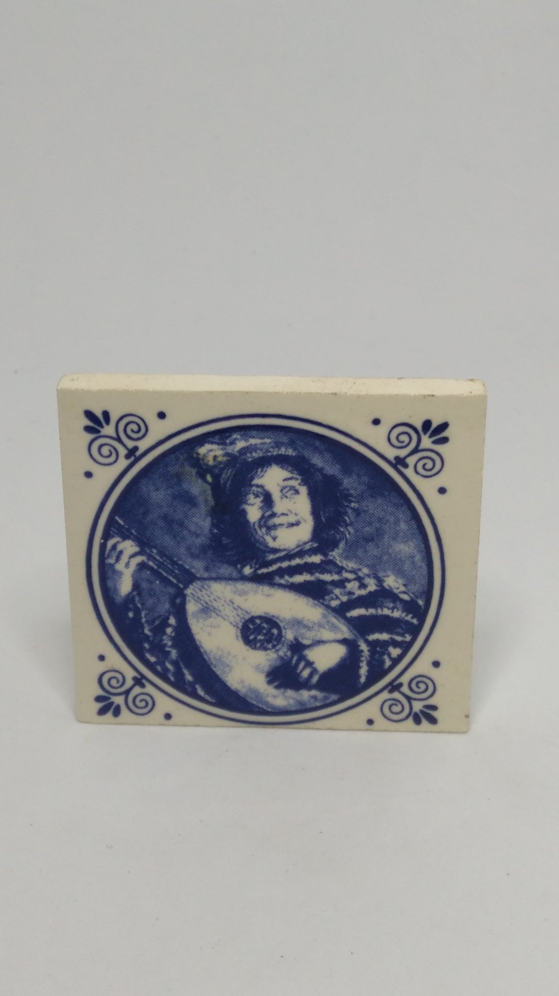 Miniature Ceramic Blue & White Delft Style Hand Printed Tile (Elesva Holland) (Miniature, suitable for printer's tray)