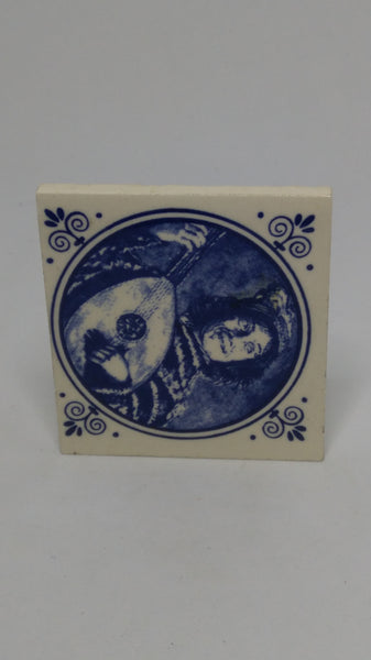 Miniature Ceramic Blue & White Delft Style Hand Printed Tile (Elesva Holland) (Miniature, suitable for printer's tray)