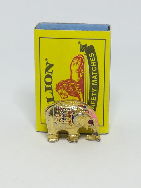 Miniature Brass Indian Decorated Elephant Name/Note Display Holder - Style 1 (Miniature, suitable for printer's tray)