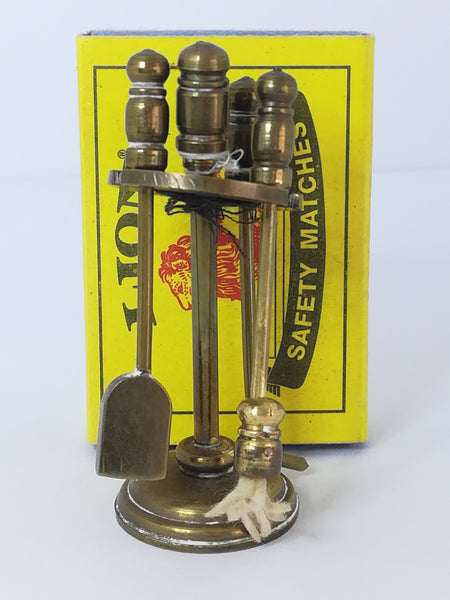 Miniature Fireplace Tool Set Brass (Miniature, suitable for printer's tray)