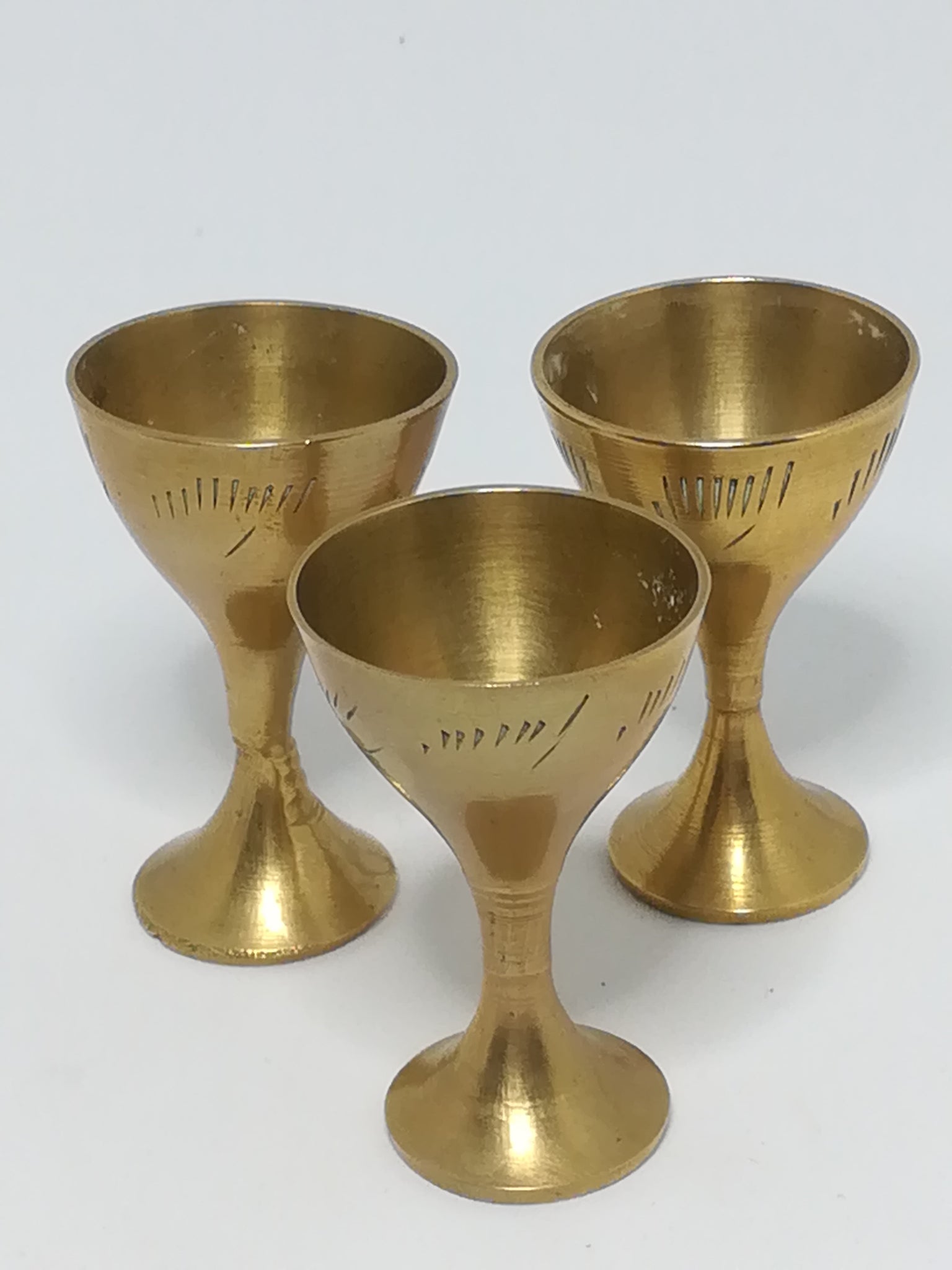 Miniature Brass Cups with Engraving (3 Cups) (Miniature, suitable for printer's tray)
