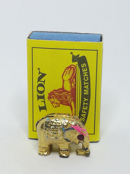 Miniature Brass Indian Decorated Elephant Name/Note Display Holder - Style 2 (Miniature, suitable for printer's tray)