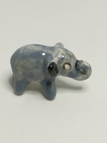 Miniature Ceramic Glazed Blue & White Elephant (Miniature, suitable for printer's tray)