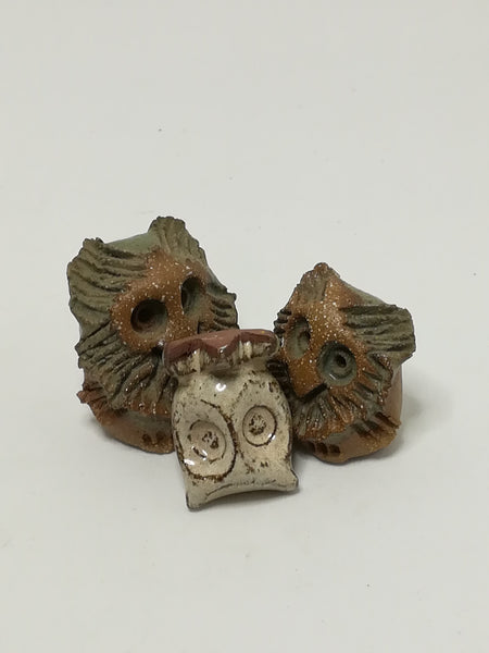 Miniature Ceramic Owls Trio (Miniature, suitable for printer's tray)