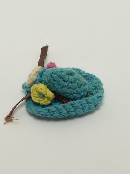 Miniature Blue Wool Knitted Straw Hat (Miniature, suitable for printer's tray)